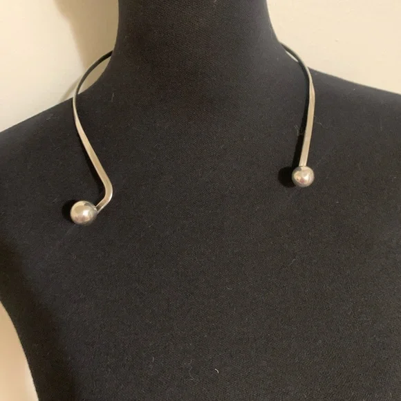 Vintage Silver Modernist Guatemala 900 Ball Sphere Collar Necklace ‘Guate 900
